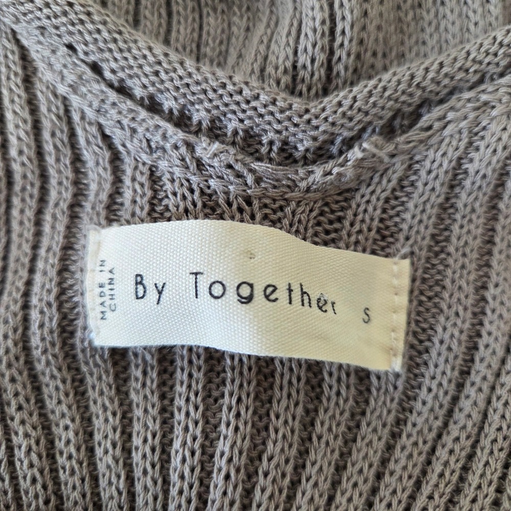 By Together Ribbed Knit Tank Maxi‎ Dress Taupe Sleeveless Slit S - Picture 5 of 6